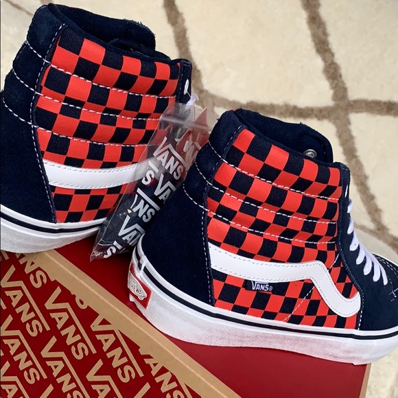 VANS SK8-Hi Pro CHECKERBOARD NAVY/ORANGE MEN’s - Picture 11 of 16
